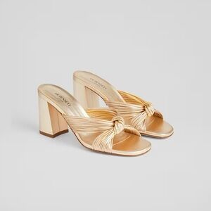 LK BENNETT LONDON Coletta Gold Strappy Mules Size 36 =
US 6 Gold Shoes Heels